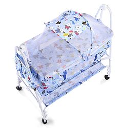 Babyhug Cozy Cloud Baby Cradle with Mosquito Net & Storage Basket - Blue