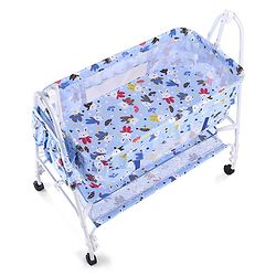 Babyhug Cozy Cloud Baby Cradle with Mosquito Net & Storage Basket - Blue