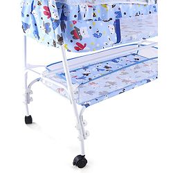 Babyhug Cozy Cloud Baby Cradle with Mosquito Net & Storage Basket - Blue