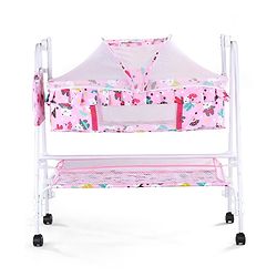 Babyhug Cozy Cloud Baby Cradle with Mosquito Net & Storage Basket - Blue