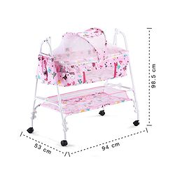 Babyhug Cozy Cloud Baby Cradle with Mosquito Net & Storage Basket - Blue