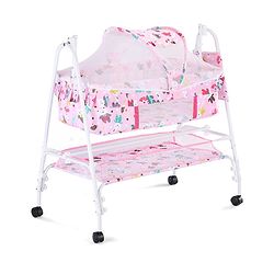 Babyhug Cozy Cloud Baby Cradle with Mosquito Net & Storage Basket - Blue