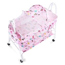 Babyhug Cozy Cloud Baby Cradle with Mosquito Net & Storage Basket - Blue