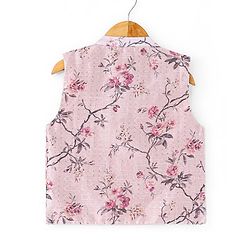 Babyhug 100% Cotton Woven Full Sleeves Solid Colour  Kurta Pyjama Set with Floral Printed Jacket - Magenta