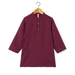 Babyhug 100% Cotton Woven Full Sleeves Solid Colour  Kurta Pyjama Set with Floral Printed Jacket - Magenta