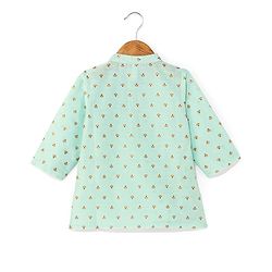 Babyhug Woven Full Sleeves Foil Floral Print Ethnic Kurta & Pajama Set - Light Green & Maroon