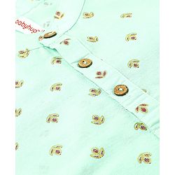 Babyhug Woven Full Sleeves Foil Floral Print Ethnic Kurta & Pajama Set - Light Green & Maroon