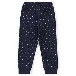 Babyhug Cotton Front Open Full Sleeve Vest and Legging Thermal Wear Star Printed Combo Set - Navy Blue