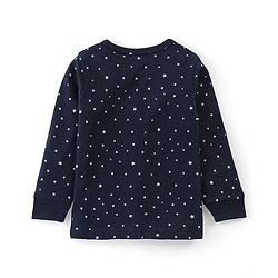 Babyhug Cotton Front Open Full Sleeve Vest and Legging Thermal Wear Star Printed Combo Set - Navy Blue