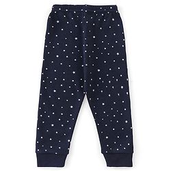 Babyhug Cotton Front Open Full Sleeve Vest and Legging Thermal Wear Star Printed Combo Set - Navy Blue
