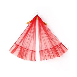 Babyhug Sleeveless Floral Embroidered Choli with Net Layered Lehenga and Dupatta Set - Red