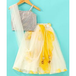 Babyhug Sleeveless Sequenced Embroidered Choli With Lehenga And Dupatta Set- Yellow