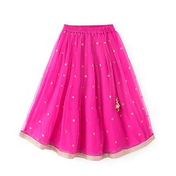 Babyhug Woven Sleeveless Zari Design Choli with Lehenga & Dupatta Golden Foil Embroidery- Fuchsia
