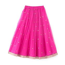 Babyhug Woven Sleeveless Zari Design Choli with Lehenga & Dupatta Golden Foil Embroidery- Fuchsia