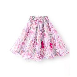 Babyhug Sleeveless Pleated Choli with Floral Printed Lehenga and Dupatta Set - Off White & Pink