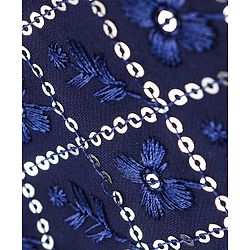 Babyhug Woven Full Sleeves Embroidered Kurta with Solid Pyjama Set - Navy Blue