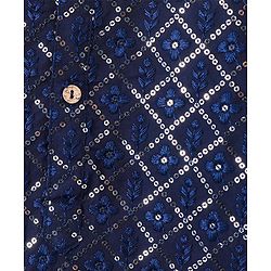 Babyhug Woven Full Sleeves Embroidered Kurta with Solid Pyjama Set - Navy Blue