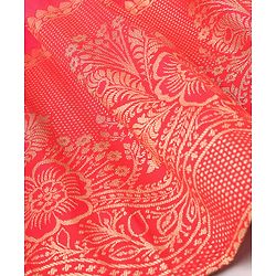 Babyhug Half Sleeves Banarsi Brocade Pattu Pavda Choli With Lehenga And Dupatta Set - Red
