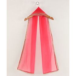 Babyhug Half Sleeves Banarsi Brocade Pattu Pavda Choli With Lehenga And Dupatta Set - Red