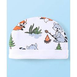 Babyhug 100% Cotton Knit Cap Mittens & Booties Set Koala Print - White