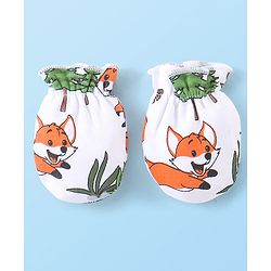 Babyhug 100% Cotton Knit Cap Mittens & Booties Set Koala Print - White