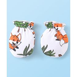 Babyhug 100% Cotton Knit Cap Mittens & Booties Set Koala Print - White