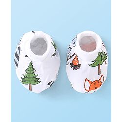 Babyhug 100% Cotton Knit Cap Mittens & Booties Set Koala Print - White