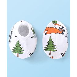 Babyhug 100% Cotton Knit Cap Mittens & Booties Set Koala Print - White