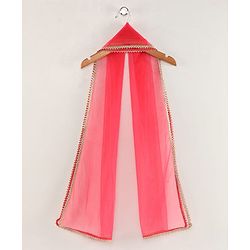 Babyhug Half Sleeves Banarsi Brocade Choli with Lehenga and Dupatta Set - Fuschia