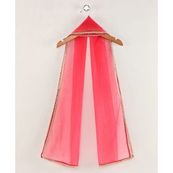 Babyhug Half Sleeves Banarsi Brocade Choli with Lehenga and Dupatta Set - Fuschia