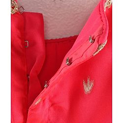 Babyhug Half Sleeves Banarsi Brocade Choli with Lehenga and Dupatta Set - Fuschia