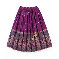 Babyhug Half Sleeves Banarsi Brocade Pattu Pavda Choli With Lehenga And Dupatta Set - Purple