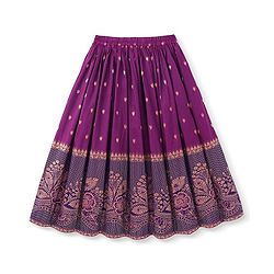 Babyhug Half Sleeves Banarsi Brocade Pattu Pavda Choli With Lehenga And Dupatta Set - Purple