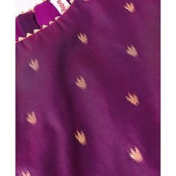 Babyhug Half Sleeves Banarsi Brocade Pattu Pavda Choli With Lehenga And Dupatta Set - Purple