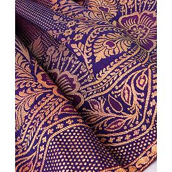 Babyhug Half Sleeves Banarsi Brocade Pattu Pavda Choli With Lehenga And Dupatta Set - Purple