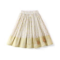 Bbayhug Woven Half Sleeves Brocade Choli & Lehenga Set with Lace Border Dupatta - Red & Off White