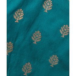 Babyhug Woven Half Sleeves Brocade Pattu Pavda Choli With Lehenga And Dupatta Set - Blue