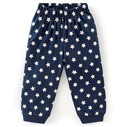 Babyhug Cotton Full Sleeves Night Suit Dino & Stars Print- Navy Blue