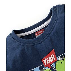Babyhug Cotton Full Sleeves Night Suit Dino & Stars Print- Navy Blue