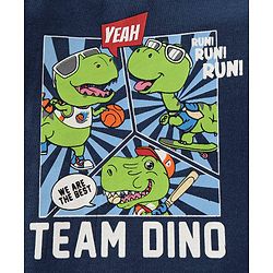 Babyhug Cotton Full Sleeves Night Suit Dino & Stars Print- Navy Blue