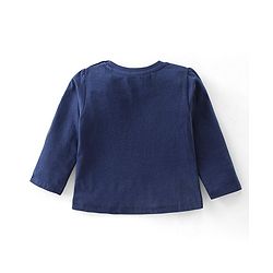 Babyhug Cotton Knit Full Sleeves Night Suit With Floral Print - Navy Blue