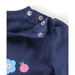 Babyhug Cotton Knit Full Sleeves Night Suit With Floral Print - Navy Blue