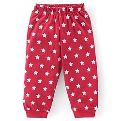 Babyhug Cotton Knit Full Sleeves Night Suit Fox Print - Red & White