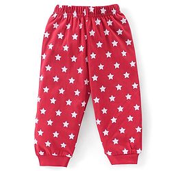 Babyhug Cotton Knit Full Sleeves Night Suit Fox Print - Red & White