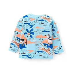 Babyhug Cotton Knit Full Sleeves Night Suit Zebra Print - Blue