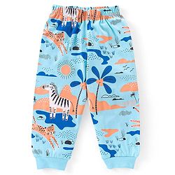 Babyhug Cotton Knit Full Sleeves Night Suit Zebra Print - Blue