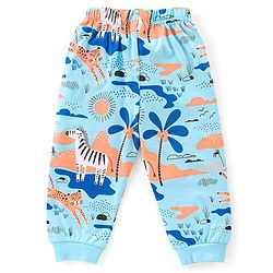 Babyhug Cotton Knit Full Sleeves Night Suit Zebra Print - Blue