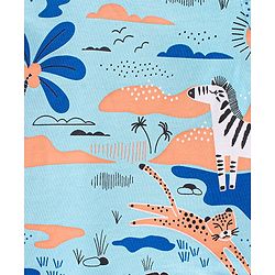 Babyhug Cotton Knit Full Sleeves Night Suit Zebra Print - Blue