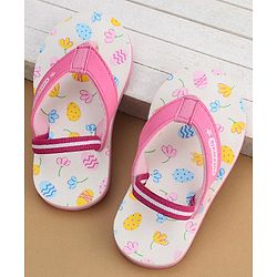 Cute Walk by Babyhug Flip Flops with Back Strap Floral Print - Pink