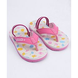 Cute Walk by Babyhug Flip Flops with Back Strap Floral Print - Pink